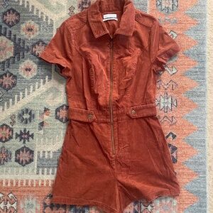 UO Tyson Short Sleeve Corduroy Playsuit